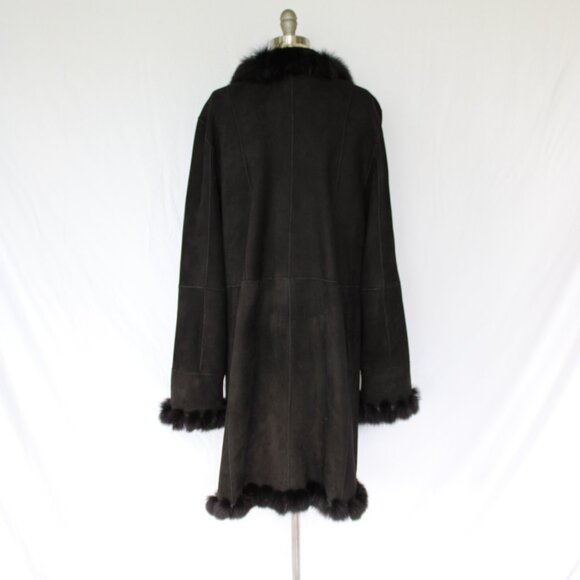Stefania Sarle black Shearling fur lamb leather Toscana fur lamb Aspen coat XL - Picture 8 of 9